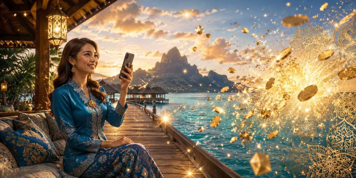 Pengguna di Sabah menyemak odds perlawanan sukan melalui telefon mudah alih nasib88 dalam baju kurung
